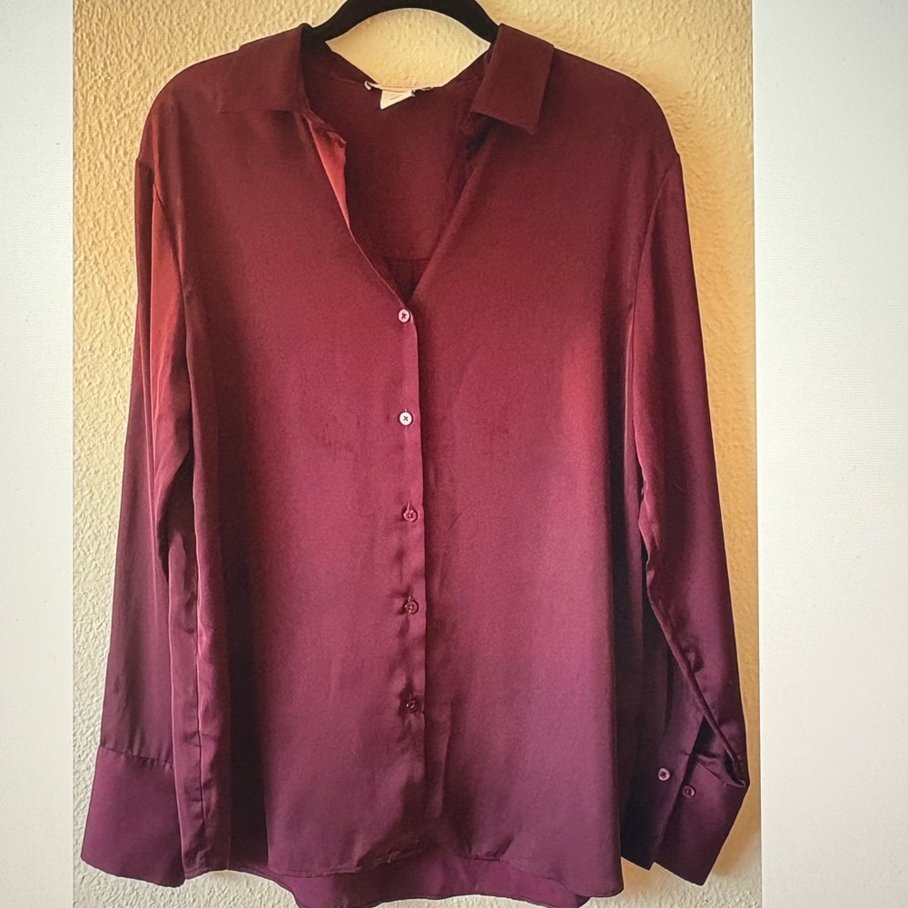 Cupcakes & Cashmere Burgundy Button Down Shirt